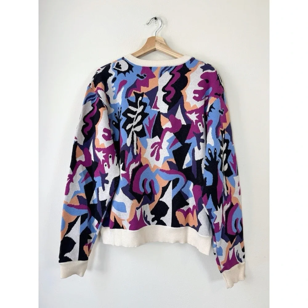 Mindliquid Studio Geometric Colorful Abstract Arc Streetwear Knit Sweater Small